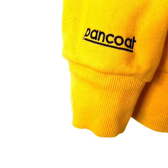 Pancoat Equipment Yellow Sweatshirt Crewneck Sz S Black & White Embroidered Dog - Picture 3 of 6